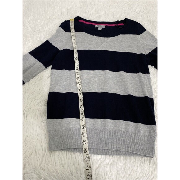 JCP Pullover Sweater Top Womens Size M Black Striped Cashmere Blend Sleeve 3/4 - Picture 9 of 14